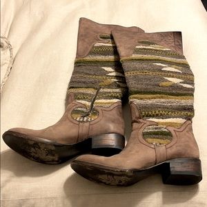 Over the knee woven boots